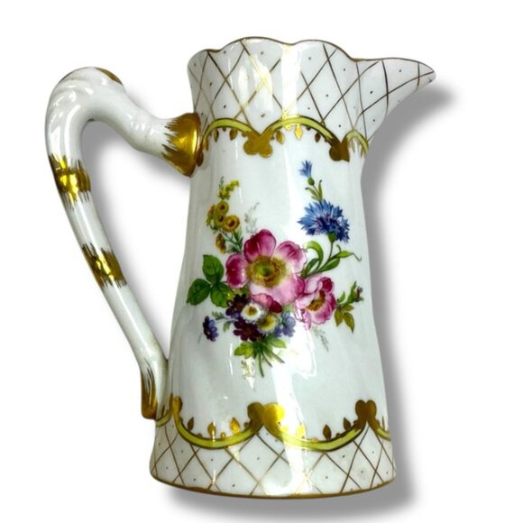 Vintage Floral Ceramic Pitcher Elegant Gold Accent Multi Use Mid Century 1960 - Picture 4 of 16